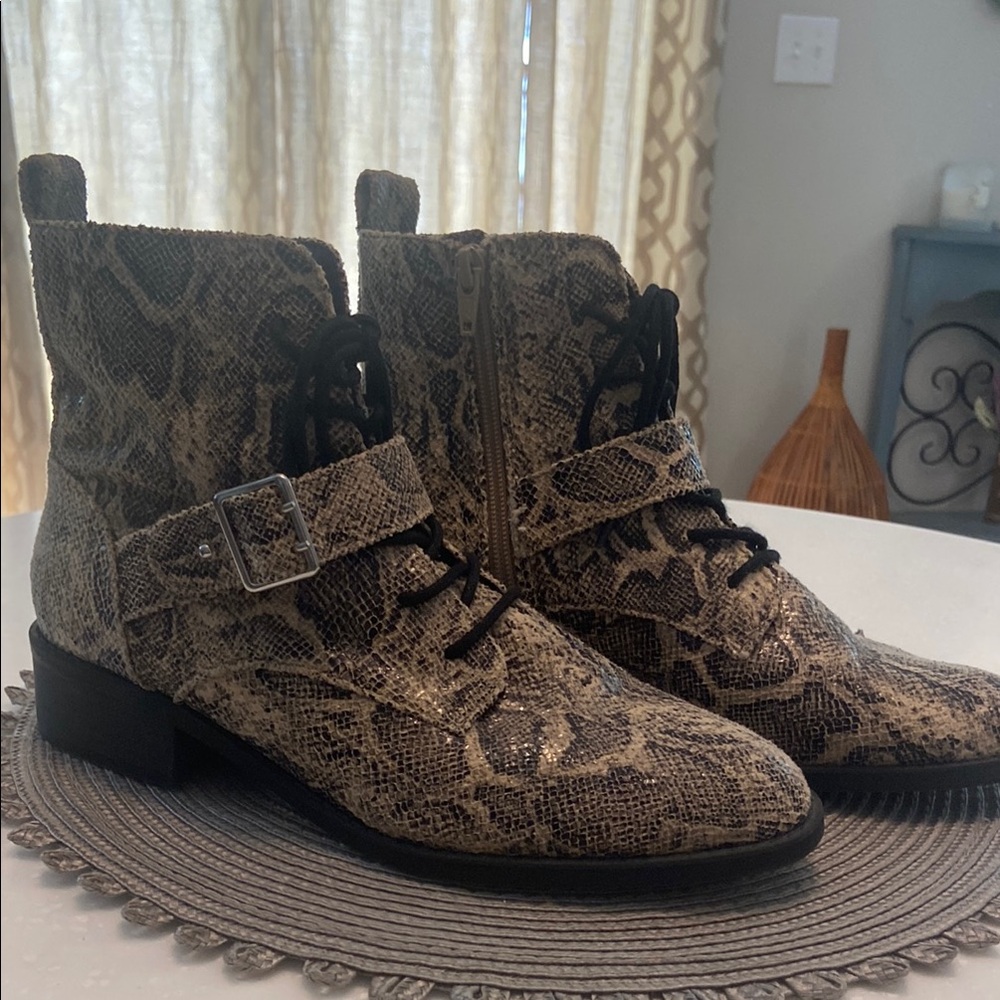 Express Brown Combat Moto Boots with Lace-Up Design